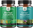 Bundle of Herbal Laxative Capsules with Probiotics and Liver Cleanse Detox & Repair Formula - Natural Colon Detox Digestive Support System - Herbal Liver Support Supplement with Milk Thistle