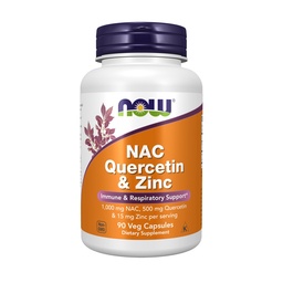 Now Foods Supplements, NAC Quercetin and Zinc, Immune and Respiratory Support*, 1,000 mg NAC, 500 mg Quercetin, 15 mg Zinc, 90 Veg Capsules