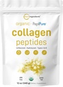 Micro Ingredients Collagen Peptides Powder Organic, 12oz | Type I & III + Natural Protein | Grass-Fed Bovine Source | Unflavored | Supports Skin, Joint & Bone Health | Paleo, Non-GMO