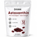 DIVANI Astaxanthin 12mg, Antioxidant Supplement for Daily Wellness, Immune, Eye & Skin Support, Non-GMO, Gluten Free - 120 Softgels