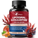 Liposomal Astaxanthin Supplements 24mg with Lycopene for Eye, Skin & Immune Health, 10-in-1 Max Strength Astaxanthin Antioxidant Supplement, Fresh Microalgae Source, Non-GMO, 120 Softgels