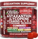 Clean Nutraceuticals AstaZen Astaxanthin Gummies 12mg - with Lycopene, Vitamins A C D E, L-Tyrosine & Selenium - Antioxidant Support Gummies - 60 Count