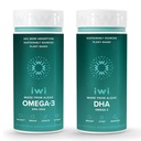 Iwi Omega-3 & DHA Omega-3 Bundle, 30 Servings, Vegan Plant-Based Algae Omega 3, Krill & Fish Oil Alternative, No Fishy Aftertaste