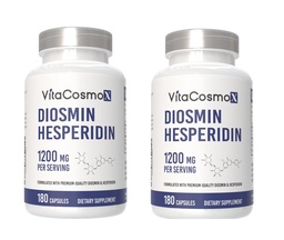 Diosmin Hesperidin 1200 mg Complex, 180 Capsules, Citrus Bioflavonoids Rich Fruit Extract, 100% Vegetarian, Non-GMO & Gluten Free Diosmin Supplement with Max Strength - 2 Packs