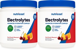 Nutricost Electrolyte Complex Powder (120 Servings, Fruit Punch) - Hydration Supplement Drink Mix with Vitamins and Minerals (Pack of 2)