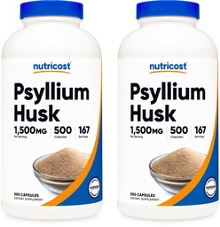 Nutricost Psyllium Husk 1500mg Per Serving, 500 Capsules - Non-GMO & Gluten Free (Pack of 2)