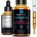 Prime Code Quercetin Liquid with Bromelain, Zinc, Vitamin C & D3 – Mixed Berry Flavor – Vegan, Non-GMO, Gluten Free Antioxidant & Immune Support Supplement – High Absorption 2 fl oz (60mL)