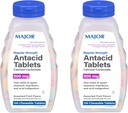 MAJOR Regular Strength Antacid Tablets - Calcium Carbonate 500 mg - Assorted Fruit Flavor - 150 Chewable Count (2 Pack)
