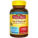 Nature Made Omega 3 Fish Oil and Algae Oil Supplements, 1200mg, Algae Oil & Fish Oil Blend, Omega 3 Supplement for Heart, Brain and Eyes Support, One Per Day, 60 Softgels