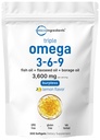 Ultra Omega 3-6-9 3600mg Per Serving, 300 Burpless Softgels | Lemon Flavor – Blend of Fish, Flaxseed, Borage Oils | Bioavailable Source, Non-GMO, No Gluten, Mercury Free