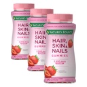 Nature's Bounty Optimal Solutions Hair,Skin & Nails Vitamin Gummies with Biotin,2500 mcg,Strawberry,80 Count (Pack of 3)