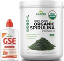 Zazzee Comprehensive Seasonal Wellness Support Bundle | GSE Grapefruit Seed Extract Liquid Plus USDA Organic Spirulina Powder | Non-GMO Vegan & ISO Lab Tested