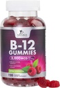B12 Vitamins Energy Gummies 3000 mcg - Extra Strength B 12 Gummy for Metabolism & Immune System Support - Chewable Dietary B12 Supplements for Adults & Kids Caffeine Free Gummy Vitamin - 120 Gummies