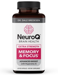 NeuroQ Memory & Focus Extra Strength - Boosts Cognitive Performance & Brain Function - Supports Neuroprotection & Concentration - Huperzine A, Gotu Kola, Ginkgo, Coffee Fruit & Propolis - 60 Capsules