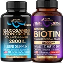 NUTRAHARMONY Glucosamine Chondroitin Capsules & Biotin with Silicon Softgels