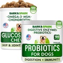 Dog Probiotics + Glucosamine Treats Bundle - 360 Soft Chews - Digestive Enzymes + Prebiotics + Chondroitin, MSM, Omega-3 - Gas, Diarrhea, Allergy, Constipation + Joint Pain Relief - Immunity