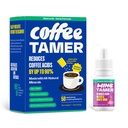 Coffee Tamer Coffee Acid Reducing Granules 50 Pack Box and Wine Tamer Liquid Drops 6oz Dropper Bottle