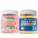 NEVISS Kava Kava Gummies for Calm + Liposomal L-Lysine Gummie 1200mg for Immune & Skin Support