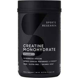Sports Research Creatine Monohydrate - Gain Lean Muscle, Improve Performance and Strength and Support Workout Recovery - 5 g Micronized Creatine - 35.27 oz
