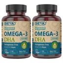 DEVA Vegan Omega-3 DHA Supplement, Once-Per-Day Softgel 200 MG, Carrageenan Free, Gelatin Free, Non-Fish, Algae Oil, Omega-3 Fatty Acids - 90 Softgels (Pack of 2)