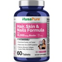NusaPure Hair, Skin & Nails Formula with 10,000 mcg Biotin Per Serving 60 Tablets Vegetarian Non-GMO