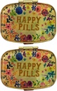 2 Packs of Cute Pill Cases Travel Friendly Portable Compact Metal Pill Organizer Pill Box to Hold Vitamins/Tylenol/Fish Oil/Supplements/Meds/Tablet for Purse/Pocket(Happy Pills)