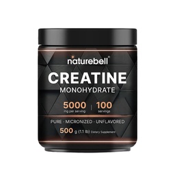 NatureBell Creatine Monohydrate Powder - 500g - Micronized Powder - Delivers 5,000mg Creatine Per Serving - Pre-Workout or Post-Workout Support* - Vegan & Keto Friendly - Unflavored