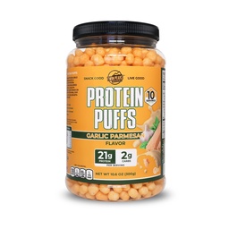 Twin Peaks Protein Puffs - (Garlic Parmesan), Keto Friendly, Low Carb Snack (300g, 21g Protein, 2g Net Carbs, High Protein, Healthy Crunchy Snack)