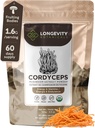 Longevity Botanicals Organic Cordyceps Mushroom Extract Powder 100g | Concentrated 10:1 Ratio | 100% Fruiting Bodies | Cordyceps Militaris Natural Supplement for Energy, Stamina & Respiratory Support