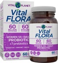 Vital Planet - Vital Flora Women Over 55 Daily Probiotic, 60 Billion CFU, Diverse Strains, Organic Prebiotics, Vaginal and Immune Support, Digestive Health Probiotics for Women 60 Capsules