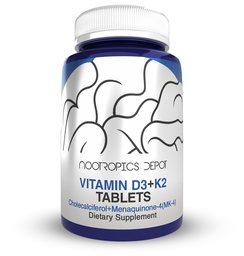 Nootropics Depot Vitamin D3 + K2 with Vitamin C Tablets | 365 Count | Cholecalciferol + Menaquinone-4 (MK-4) | Mood, & Bone Health | Healthy Calcium Absorption