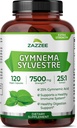 Zazzee Organic Gymnema Sylvestre 25:1 Extract, 7500 mg Strength, 25% Gymnemic Acid, 120 Vegan Capsules, 4 Month Supply, Standardized and Concentrated 25X Extract, All-Natural and Non-GMO