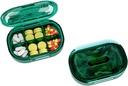 Small Pill Box, Moisture Proof Pill Case, Travel Pill Organizer for Pocket Purse, Daily Portable Medicine Vitamin, Fish Oil, Supplement (Green)