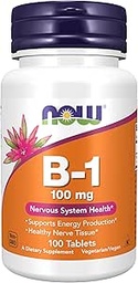 NOW Foods Vitamin B-1 (Thiamine) 100mg, 100 Tablets (Pack of 2)