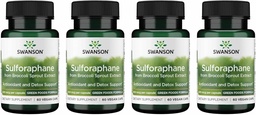 Swanson Sulforaphane - Broccoli Sprout Extract Supporting Cellular, GI Tract, and Liver Health - Natural Supplement Standardized to 0.4% Sulforaphane - (60 Veggie Capsules, 400mcg Each) (4 Pack)