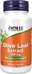 NOW Foods Supplements, Olive Leaf Extract 500 mg, Free Radical Scavenger*, 60 Veg Capsules
