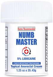 Clinical Resolution Numb Master 5% Lidocaine Numbing Cream for Pain Relief, Topical Anesthetic Burn Itch Cream Maximum Strength, Fast Acting Hemorrhoid Treatment with Vitamin E and Aloe, 1.25 Oz