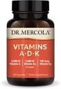 Dr. Mercola Vitamins ADK, 30 Servings (30 Capsules), Dietary Supplement, 5000 IU Vitamin A & Vitamin D3, 180 mcg Vitamin K2, Supports Immune Health, Non GMO