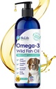 Liquid Fish Oil for Dogs with Omega 3, 6 & 9 Fatty Acids, Wild Caught from Iceland, Skin and Coat Supplement for Shedding, Itchy Skin, Allergies, Brain and Heart Health, Rich in EPA + DHA - 16 oz