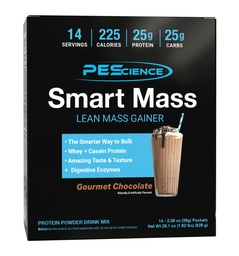 PEScience Smart Mass Gainer, Lean Muscle Weight Gainer, Whey Protein & Casein Protein Blend with Slow-Digesting Carbs, Maltodextrin-Free, Gourmet Chocolate, 14 Packets