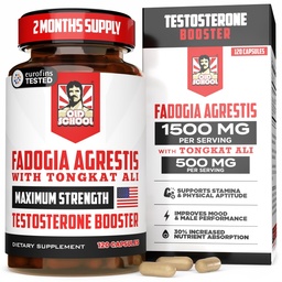 Old School Labs Testosterone Supplement for Men – Max Potency Tongkat Ali with BioPerine® for Max Absorption, Supports Muscle, Strength, Recovery, Drive & Stamina – Fadogia Agrestis, 120 Capsules