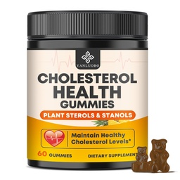 Cholesterol Supplements with 1200mg Plant Sterols & Stanols, Guggul, Bergamot, Red Yeast Rice, Cholesterol Complex Gummies Support Healthy Cholesterol Levels, Pineapple Flavor, 60 Counts
