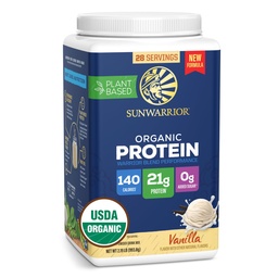 Organic Plant-Based Protein Powder for Performance 21g Protein | BCAAs Pea Fava Mung & Chia Blend | Recovery Energy Keto Friendly Smooth Great Taste with Prebiotic Fiber | Vanilla Flavored 28 Servings