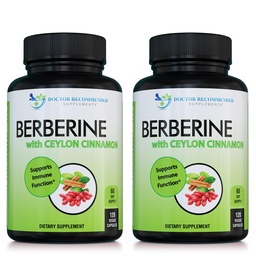 Berberine with Ceylon Cinnamon - 1200mg Berberine & 100mg Organic Ceylon Cinnamon - 120 Veggie Capsules, Healthy Immune System Cardiovascular Heart & Gastrointestinal Wellness (Pack of 2)
