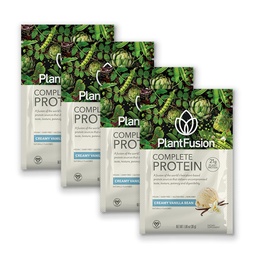 PlantFusion Complete Vegan Protein Powder Sample Packets - Plant Based Protein Powder Packets to-Go with BCAAs and Pea Protein - Keto, Gluten Free, Non-Dairy, No Sugar (Vanilla Pack of 4)