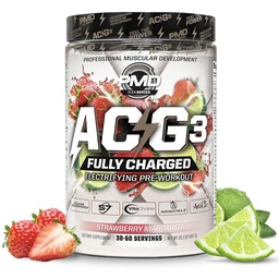 PMD Sports ACG3 Fully Charged - Electrifying Pre Workout Powder - High Energy & Pump Pre Workout for Men and Women to Maximize Focus, Endurance & Performance - Strawberry Margarita (30-60 Servings)