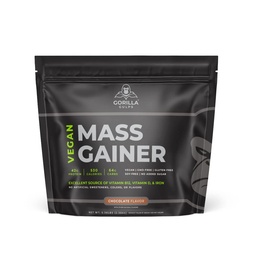 Gorilla Gulps – Chocolate Vegan Mass Gainer – 5 lb Natural High Calorie Protein Powder: GMO, Gluten, & Soy Free. No Artificial Ingredients – Vitamin B12 + D3, & Iron – 530 Calories – 18 Servings