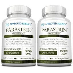 Approved Science Parastrin - 120 Capsules - Cleanse and Improve Gut Health - Black Walnut, Garlic Bulb, Papain 2000, BioPerine - Vegan