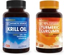 BioEmblem Antarctic Krill Oil Supplement Turmeric Curcumin Supplement with BioPerine