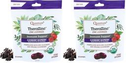 Quantum Health TheraZinc Organic Zinc Lozenges, Elderberry Sambucus Raspberry & Honey, Immune Support for Adults & Kids 12+, Fast Relief, No Aftertaste, 18 Count (Package May Vary) (Pack of 2)